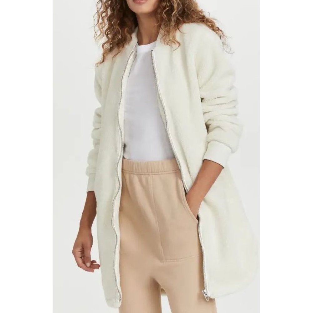 Blank NYC Angel's Advocate Bomber Sherpa Fuzzy Teddy Faux Fur Long Coat Jacket
